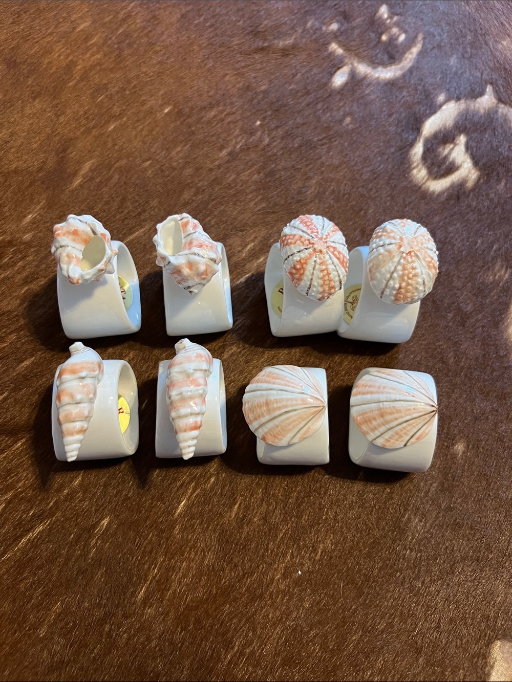Rare find Set of 8 Bone China Hand Painted Napkin Rings Pintar
